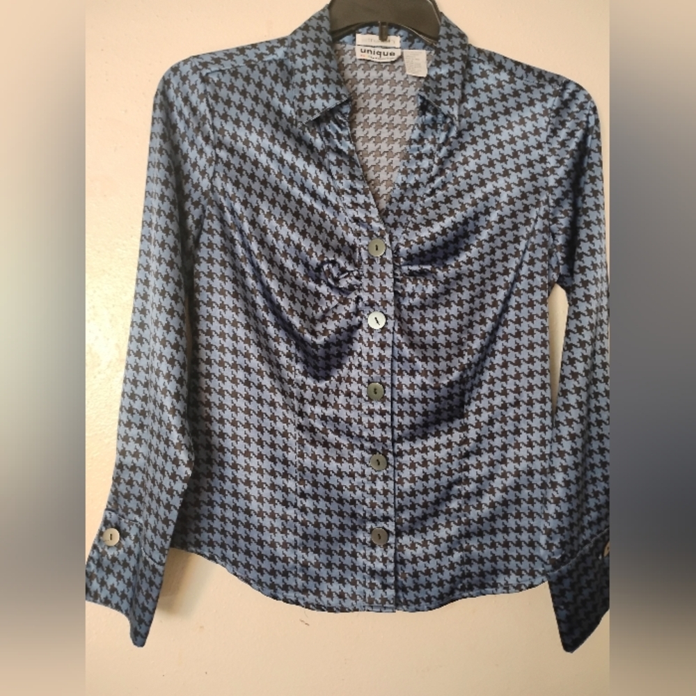Unique Blue And Black Blouse